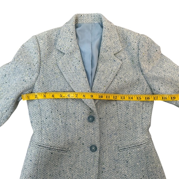 Talbots Wool Herringbone Blue Speckled Tweed Blazer size SM *See Measurements* - Picture 9 of 11